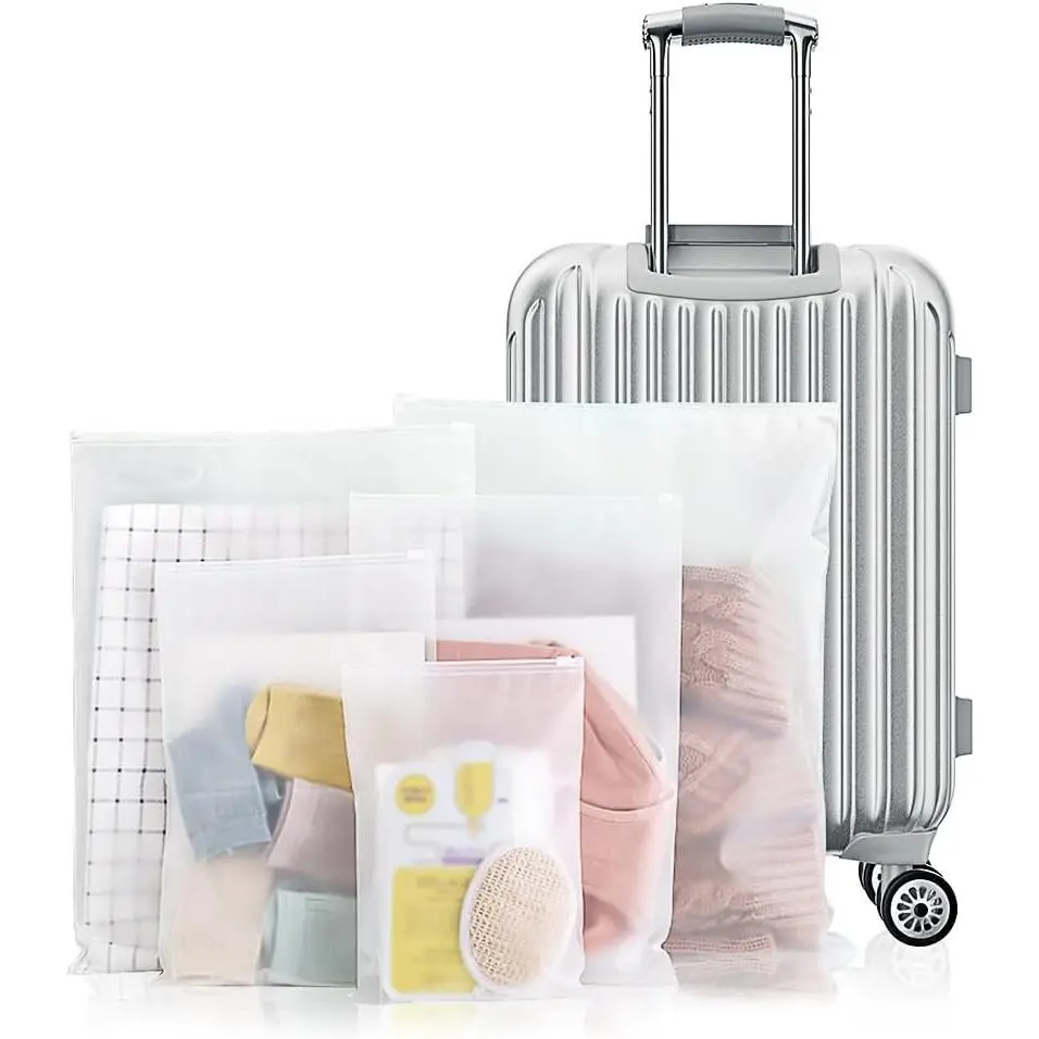 30PCS Frosted Travel Storage Bags for Clothes with Zip-Lock Seal, 5 Sizes Reusable Plastic Zipper Bags, Luggage Clothes Shoes Makeup Packing Pouch Organizer, Space Saver Packing Sacks