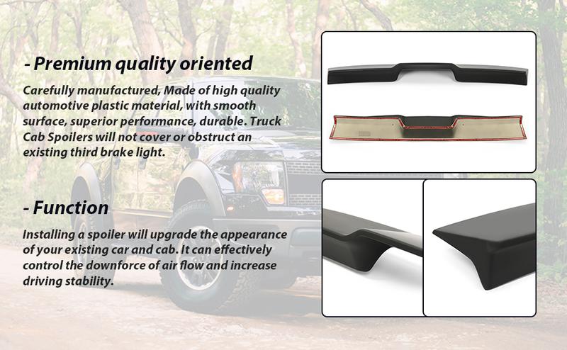 Cab Rear Roof Spoiler Wing Compatible with 2015 2016 2017 2018 2019 2020 Ford F150 Gen 2 Raptor Pickup Truck Headache Top Spoiler Car Accessories
