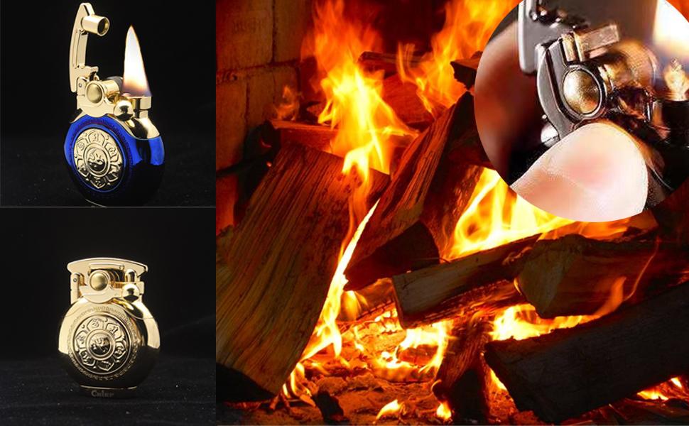 Vintage lighters, Reusable Trench Cool lighters, Suitable for Birthday Gifts for Men's Fathers and Husbands (Free of Butane Gas)