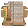 Men's 6-Layer Safety Razor Kit - Includes 72 Replacement Blades + 2 Handles (Leaf Pattern &Tree Pattern), Gentle on Sensitive Skin, Works Perfectly with Shaving Cream to Effortlessly Shave Thick and Coarse Facial Hair, Shaving Tool. Razors Set
