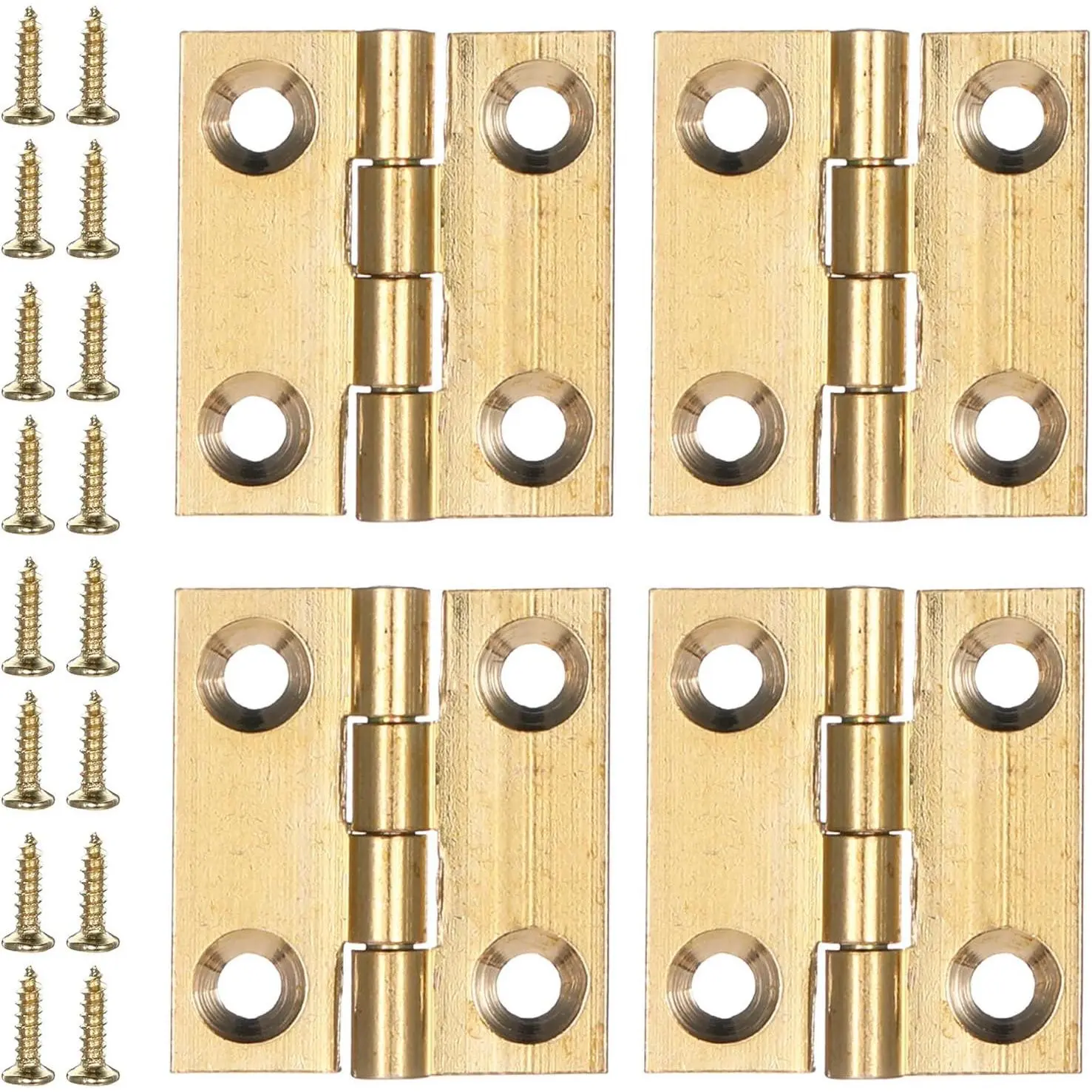 Small Hinges for Wooden Box, 4 count Quality Brass Mini Hinges for Crafts 1 Inch Folding  Cabinet Hinge with Mounting Screws for Drawer Door Closet  Box Wooden Case Furniture