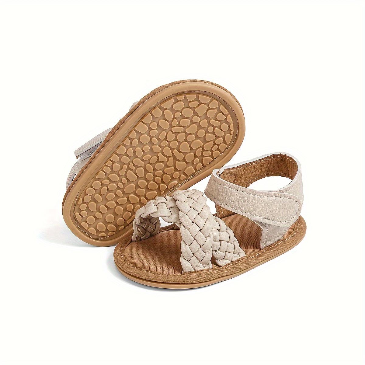 Casual Solid Color Open Toe Sandals Baby Girls, Breathable Lightweight Walking Shoes