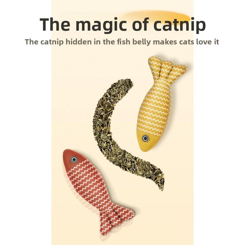 Cat Teaser Wand with Catnip Fish Toy Interactive Kitten Chew Play Simulated Plush Puppy Gift Surprise Pet Stuff