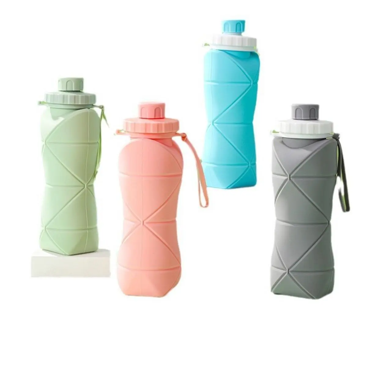 Foldable Silicone Water Bottle with Carry Handle, Compact and Heat-Insulating for Hiking and Camping, Leak-Proof and Easy to Spot Clean, Outdoor Enthusiasts, Travel