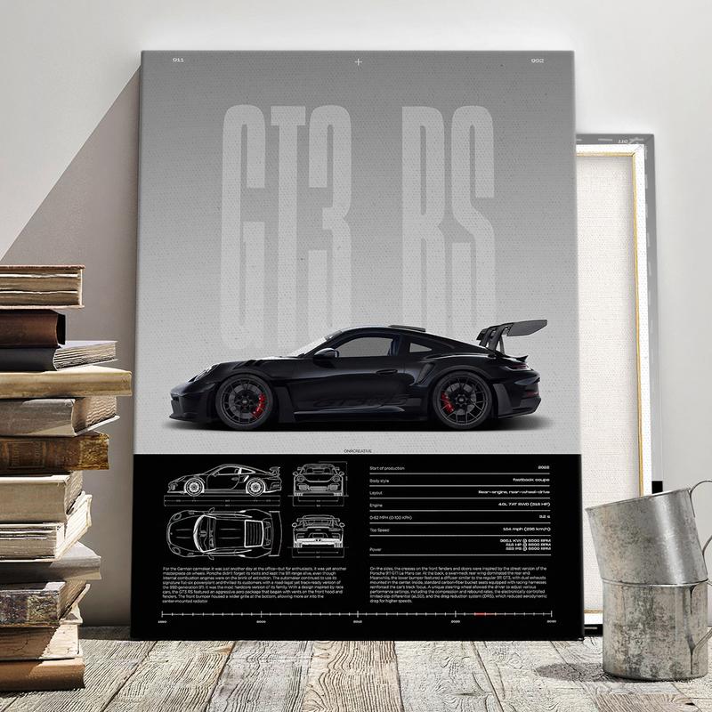 Wooden Framed GT3 RS Canvas Painting High Performance Modern Art Poster for Living Room Bedroom Office Mural Waterproof Finish Gift for Car Enthusiasts Wooden Framed GT3 RS Canvas Painting High Performance Modern Art Poster for Living Room Bedroom Office Mural Waterproof Finish Gift for Car Enthusiasts