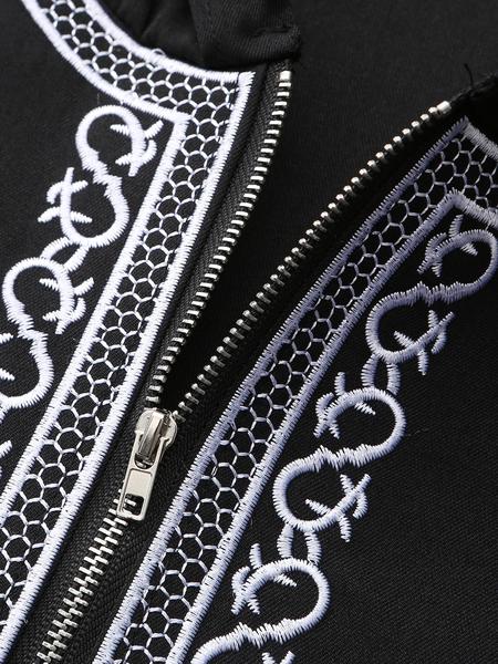 Men's Ethnic Pattern Embroidery Zipper Hooded Robe, Traditional Long Sleeve Pocket Jubba Thobe for Daily Wear, Men's Islamic Clothing for All Seasons, Traditional Arabic Robe