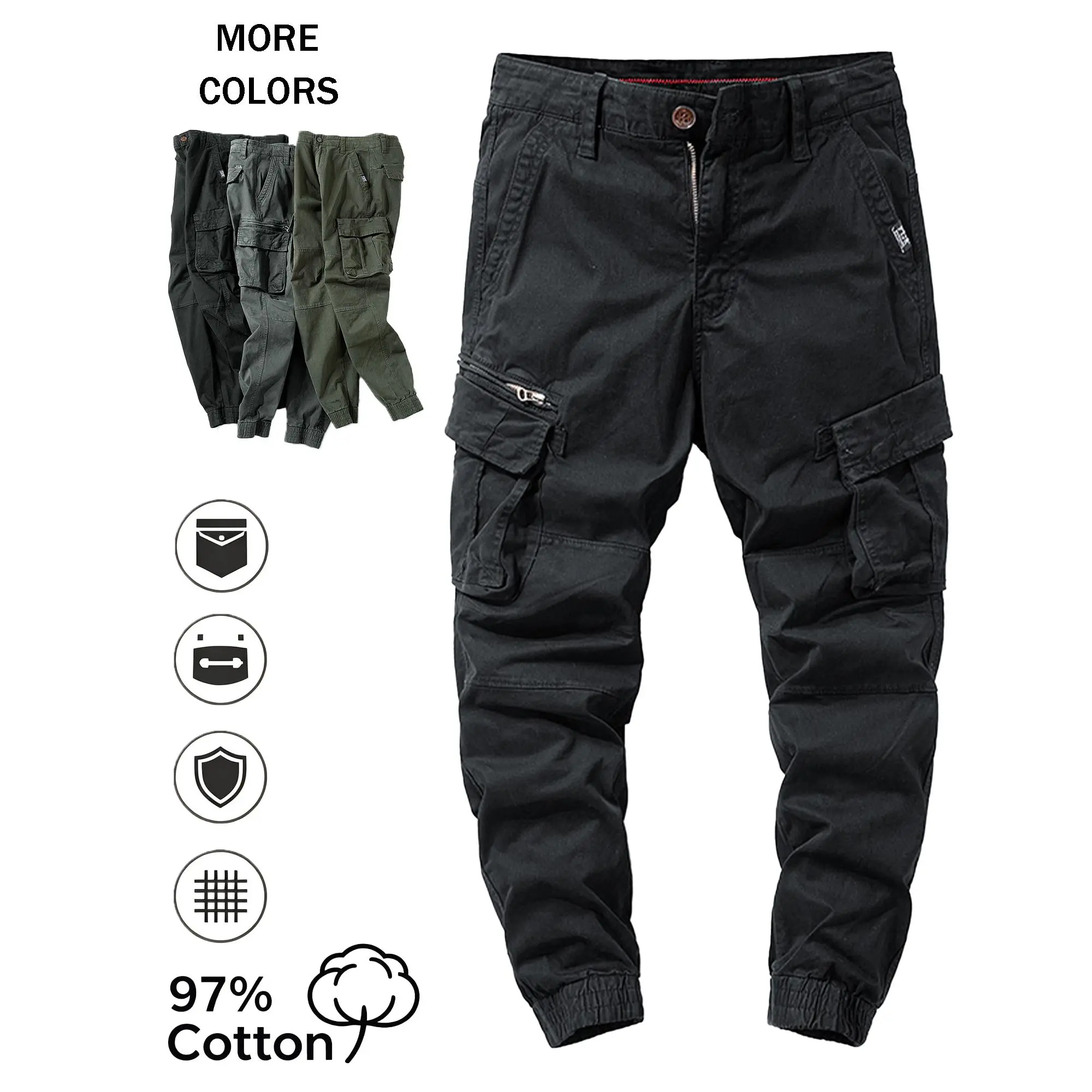 Men's Loose-Fitting Cuffed Cargo Pants - Spring & Autumn Outdoor Versatile Casual Long Pants, High Street Fashion New Model