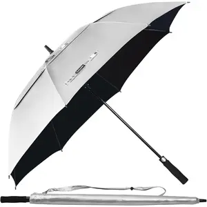 68/62/54 Inch UPF50+ UV Protection Windproof Large Golf Sun Umbrella Auto Open Vented Double Canopy for Rain and Sun