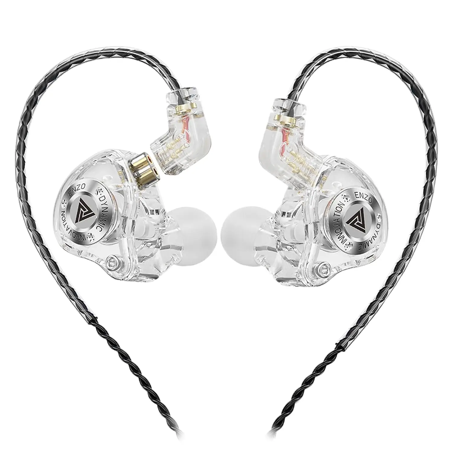 Wired Gaming Headphones IEM Earphones with 1DD，QKZ ENZO in Ear Monitor, HiFi Detachable Cable Earbuds, Bass Sound with New 11mm Dynamic Driver for Video Music Gaming (White)
