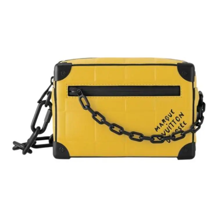 Women's Louis Vuitton Soft Trunk Mini Crossbody Bag - Yellow and Black, Leather-Trimmed, Detachable Adjustable Strap, Zipper Closure, Crossbody Purse