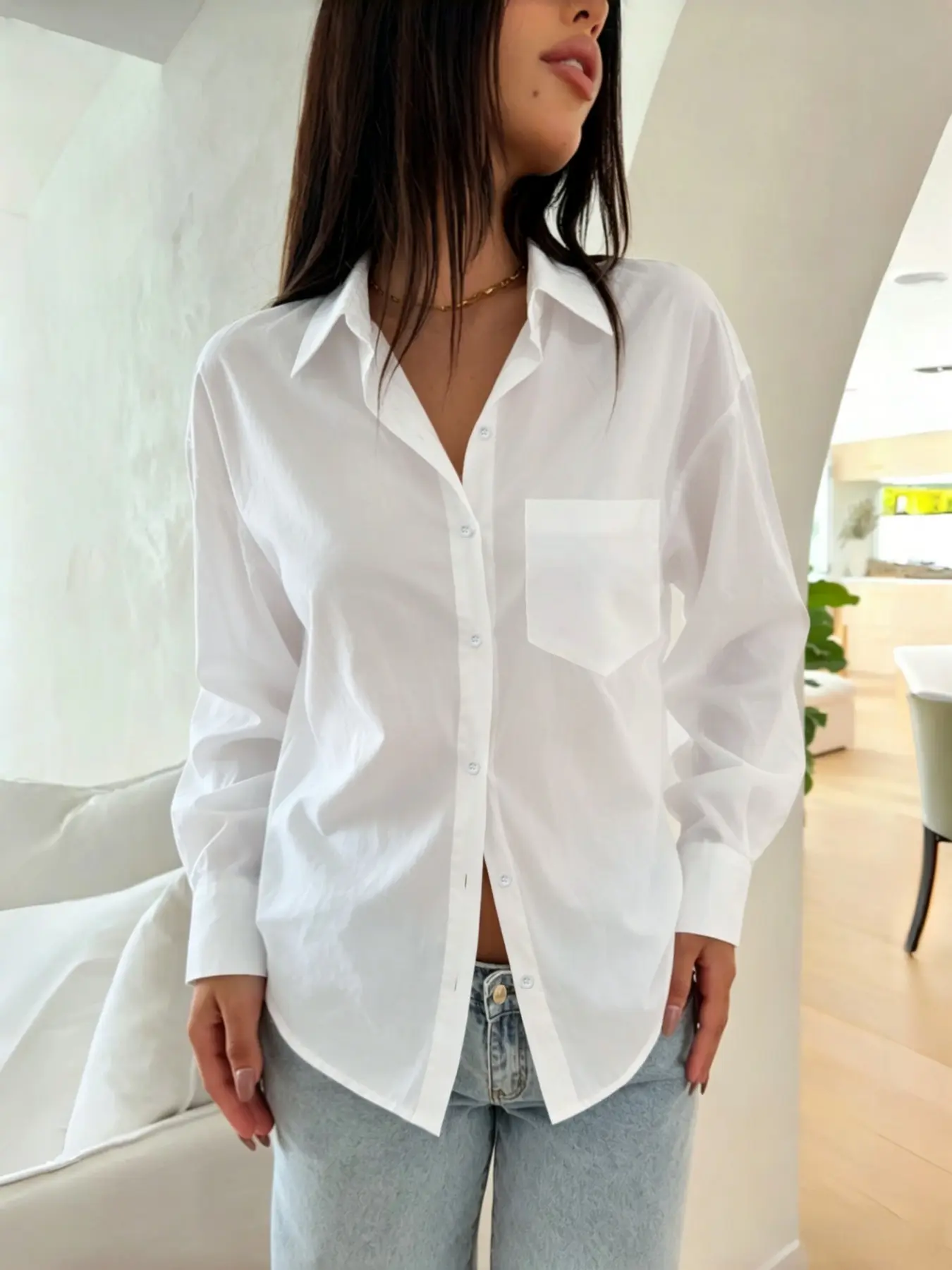 Women's Classic Button Front Office Shirt, Long Sleeve Business Blouse, Formal & Casual Wear, Durable Material, Fashionable Design, Blouse Shirt Top