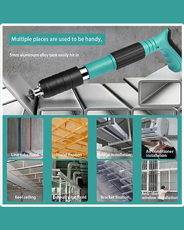 Concrete Nail Gun Kit with 50pcs Nails 5 Speed Adjustable Manual Steel Nail Gun for Red Brick & Concrete Walls Portable Impact Nailgun Metal Low Noise Household Decor