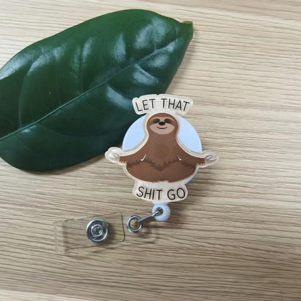 Sloth Design Retractable Badge Holder, 1 Count Cute Badge Scroll Badge Clip, ID Card Pack for Student Office Staff Doctor Nurse Teacher