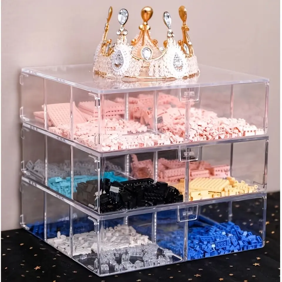 Block Storage Box Toy Organizer, Small Particles Tray, Parts Classification Display Basket, Six-Compartment Sorting Rack