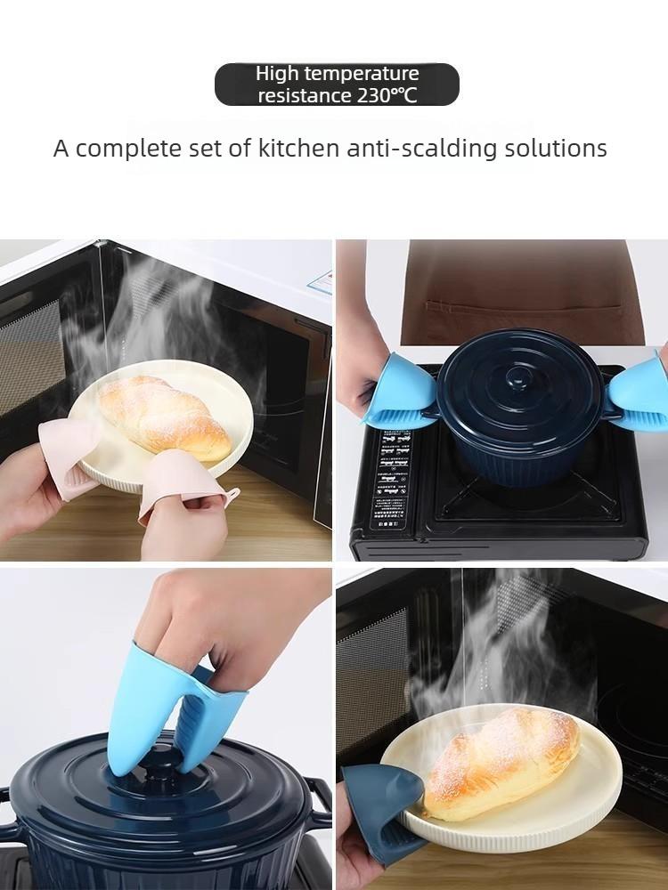 2PCS Thickened silicone heat-insulating and anti-scalding gloves for kitchens, households, high-temperature resistant ovens, microwave ovens, and baking ovens.