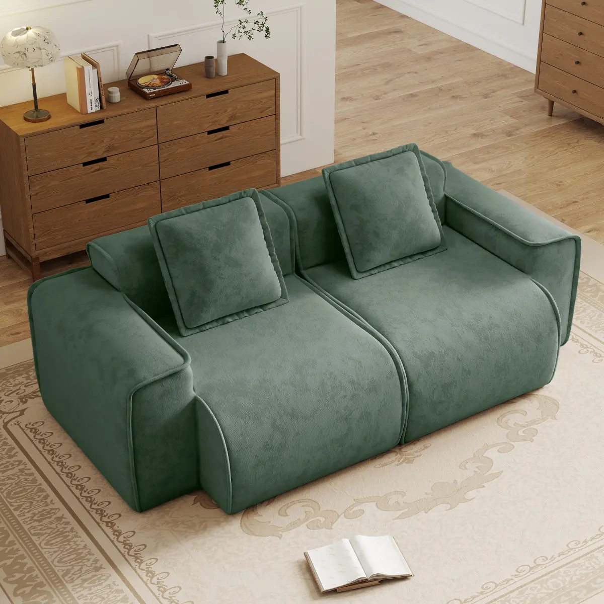 Modern Cloud Sofa for Living Room, Comfy Deep Seat Loveseat Couch with Plush Upholstery, Soft Cushioned 2-Seater Sofa, Minimalist Furniture for Apartment & Home