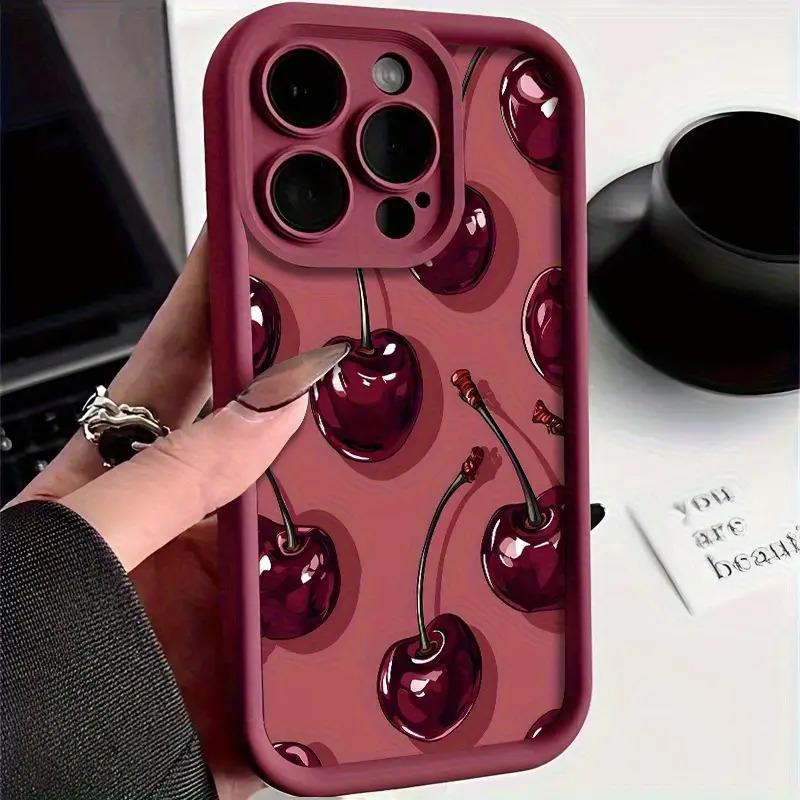 Creative Graffiti Cherry Pattern Mobile Phone Case Suitable for Iphone 1616Pro16Promax16Plus1515Plus15Pro15Promax, 1414Plus14Pro14Promax, 1313Pro13Promax, 1212Pro12Promax, 11 11Pro11Promax, 78Plus, Xrxsxsmax, Drop-Proof And Durable, Beautiful And Gorgeous