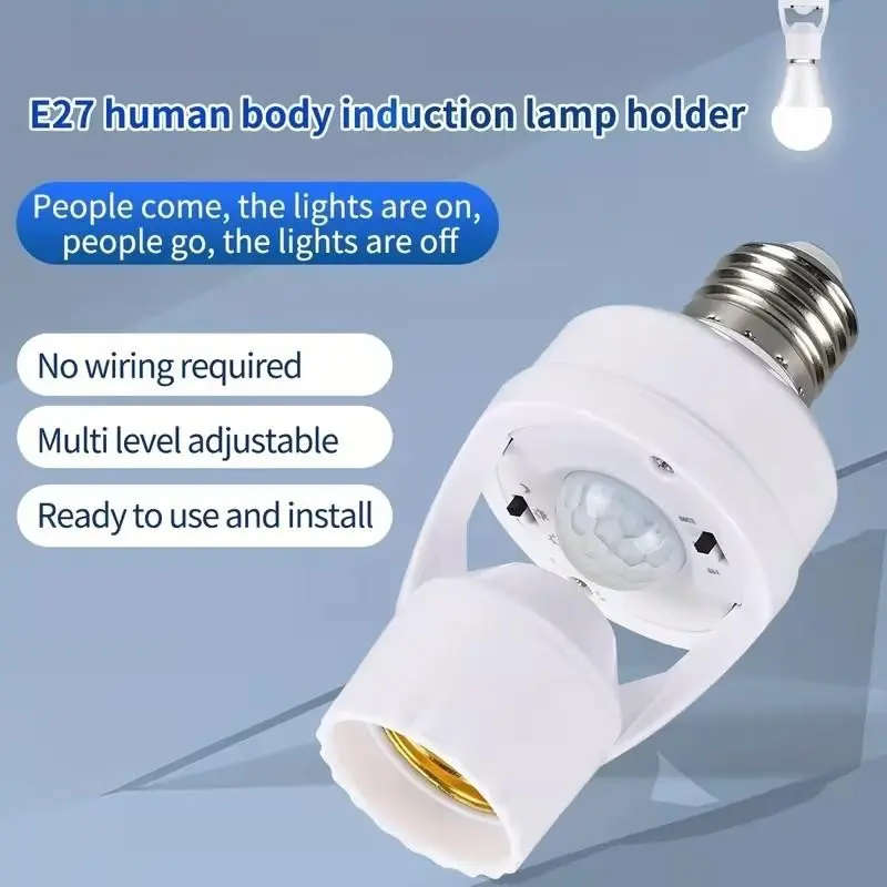 Motion Activated Light Socket, E27 Screw-In Sensor Plug, Auto On/off Adjustable for Existing Lamps, Ideal for Porch Garage Basement