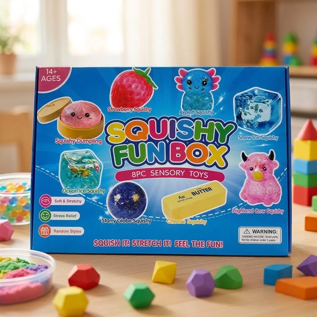 8-Piece Viral Slow Rising Squishy Sensory Fun Box - Heavy, Satisfying Stress Relief Fidget Toys, Cute Mystery Blind Box Set, ASMR Squeeze Toys, Party Gifts with 8 Different Styles