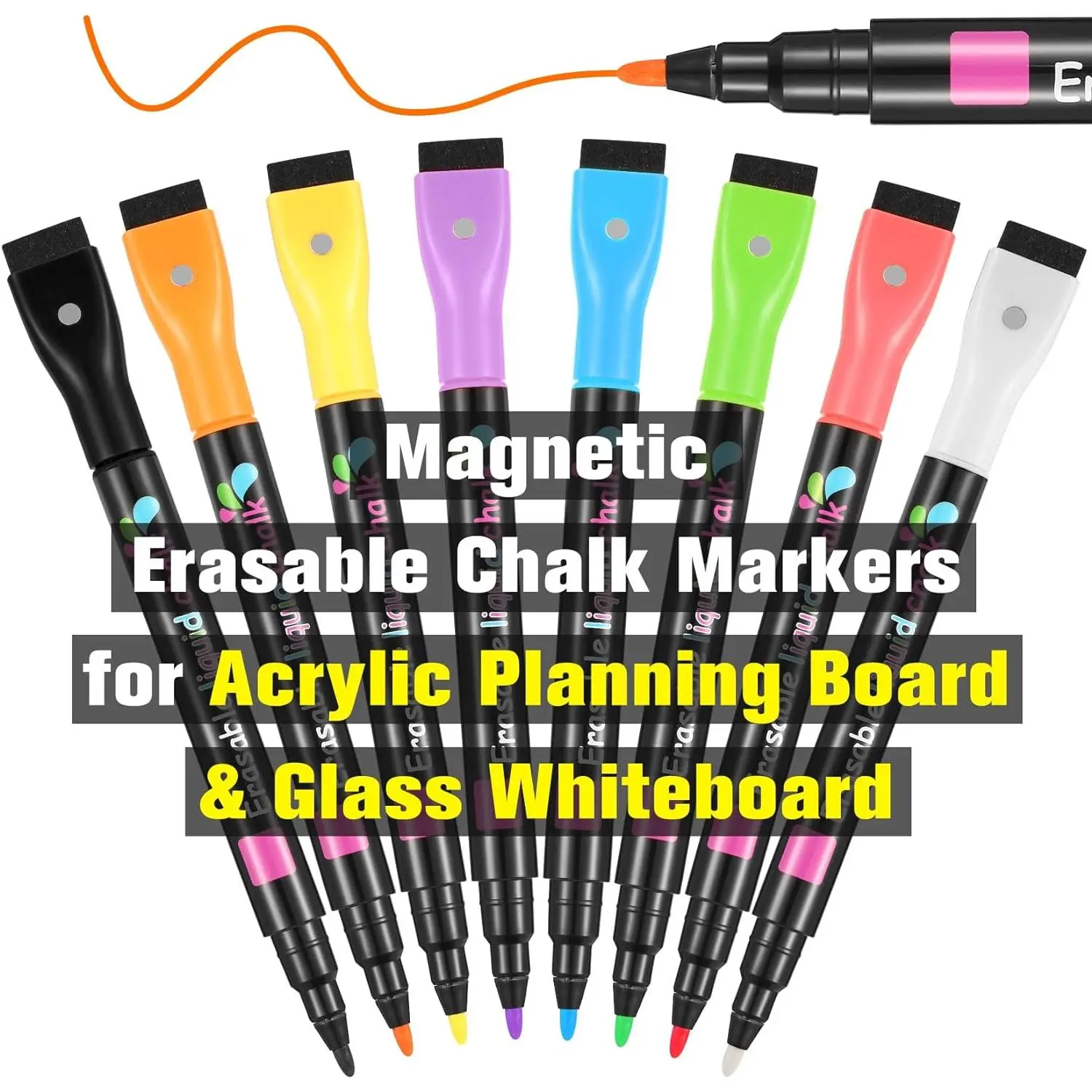Liquid Chalk Markers Wet Erase Markers for  Calendar Planning Board LED Note Board Clear Glass Whiteboard Window/Mirror Easter Holidays Paintings, 8  Colors, 1mm Fine Tip
