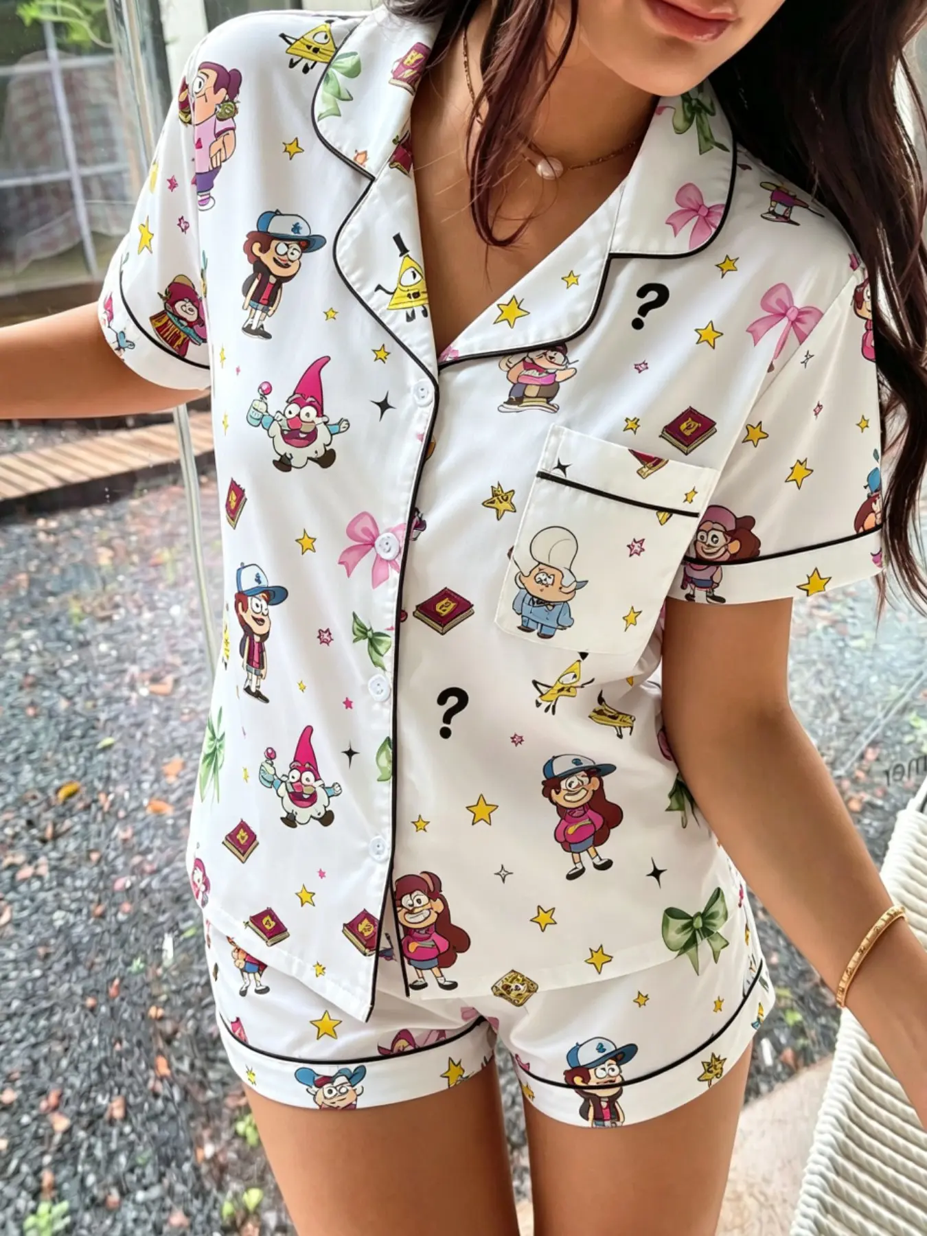 Women's Halloween Cartoon Pajama Set, Sleep Sets, All-Over Print, Fitted, Party Style, Soft Fabric, Loose Fit, Elastic Waist, Home & Outdoor Wear
