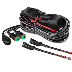DT Wiring Harness Kit for LED Light Bars - 12V On/Off Switch, Power Relay, Blade Fuse - 2 Leads