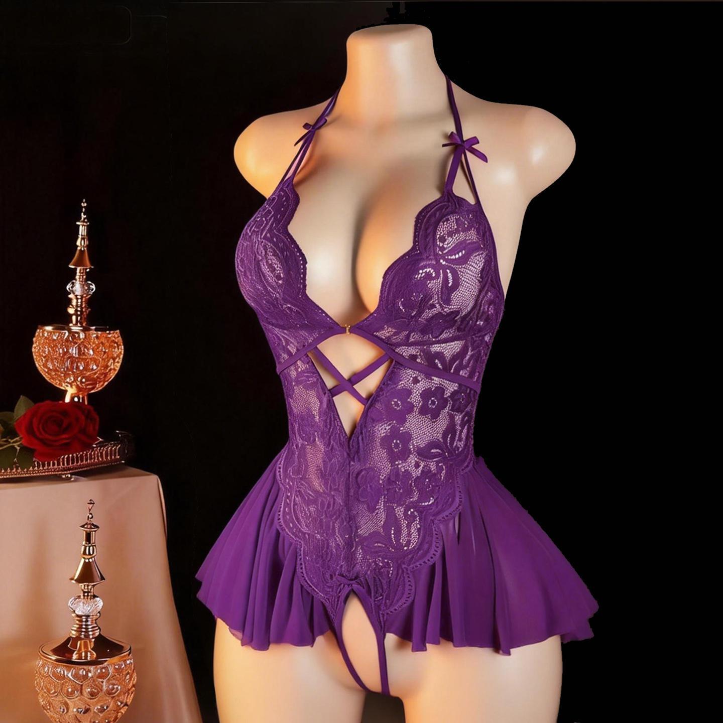 Sexy Lingerie for Women Lace Bodysuit V Neck Sleepwear One Piece Lingerie set