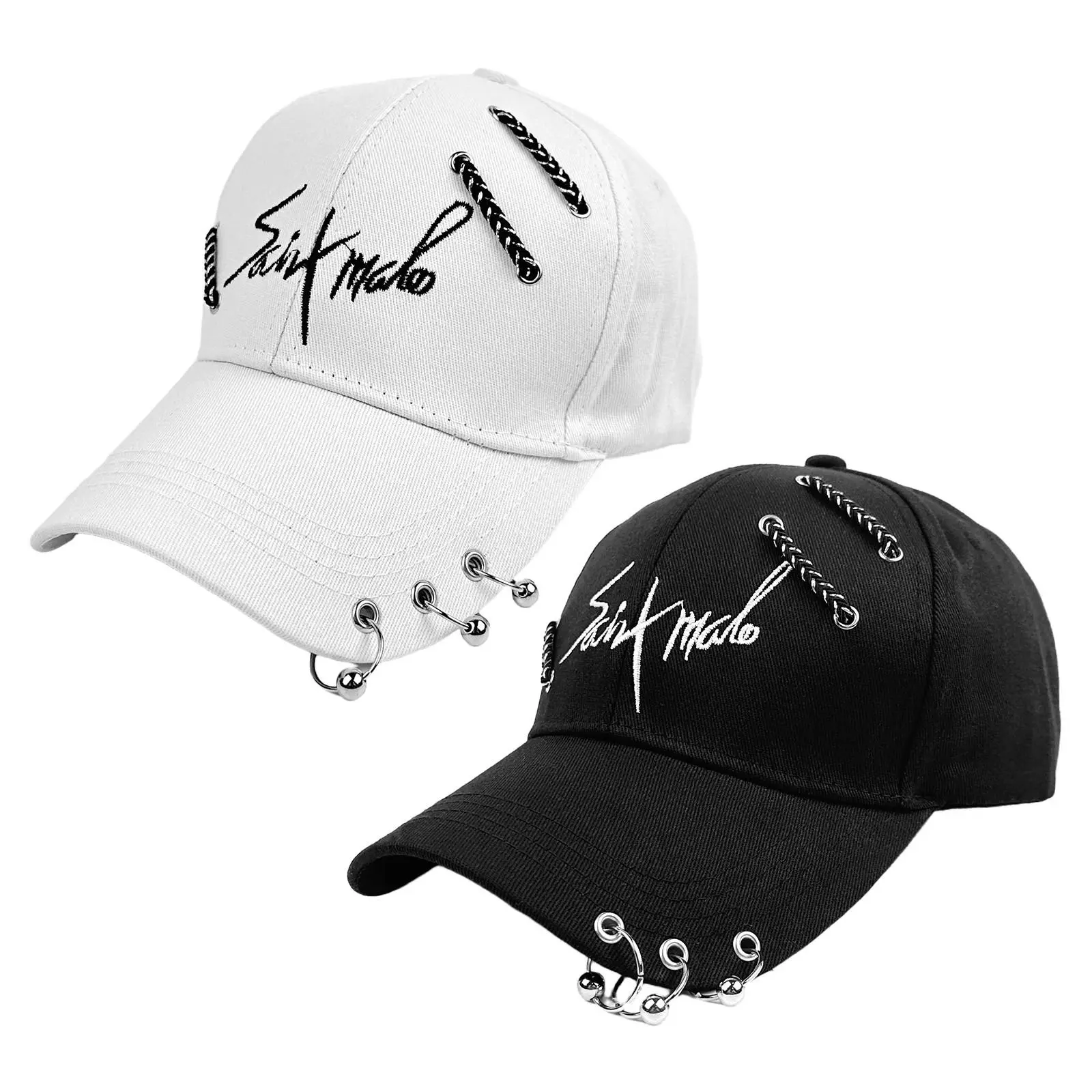 Men's Hip Hop Baseball Cap - "Saint Male" Embroidered, Metal Decor Snapback - Mens Hats, Streetwear Graphic Hats, Hipster Street Style Accessory, Adjustable Headband, Flat Brim, Mixed Fabric, Hip Hop Style Hats