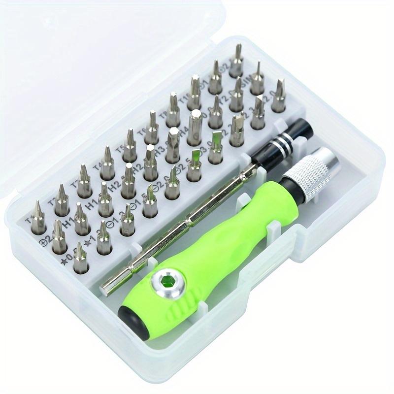32-in-1 Precision Screwdriver Set with Magnetic Bits  Ergonomic Green Handle, Multi-Functional Repair Kit for Electronics, Glasses, Jewelry & More, Includes 32 Bits & Organizer Case, Electronics Repair Kit|Ergonomic Design|Durable Handle, S