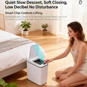 Smart Motion Sensor Trash Can, Ideal for Living Room Kitchen Office Bedroom, Space-Saving Design, Easy Clean, Modern Aesthetic