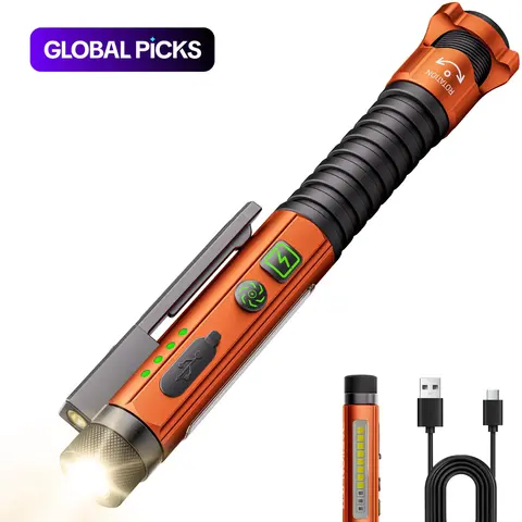 Magnetic LED Flashlight, Powerful Handheld Flashlights, Portable Rechargeable Lighting, 800-lumen Rechargeable EDC Flashlight with Laser Pointer and USB Charging Cable, Hands-Free Work and Outdoor Light #GLOBAL PICKS