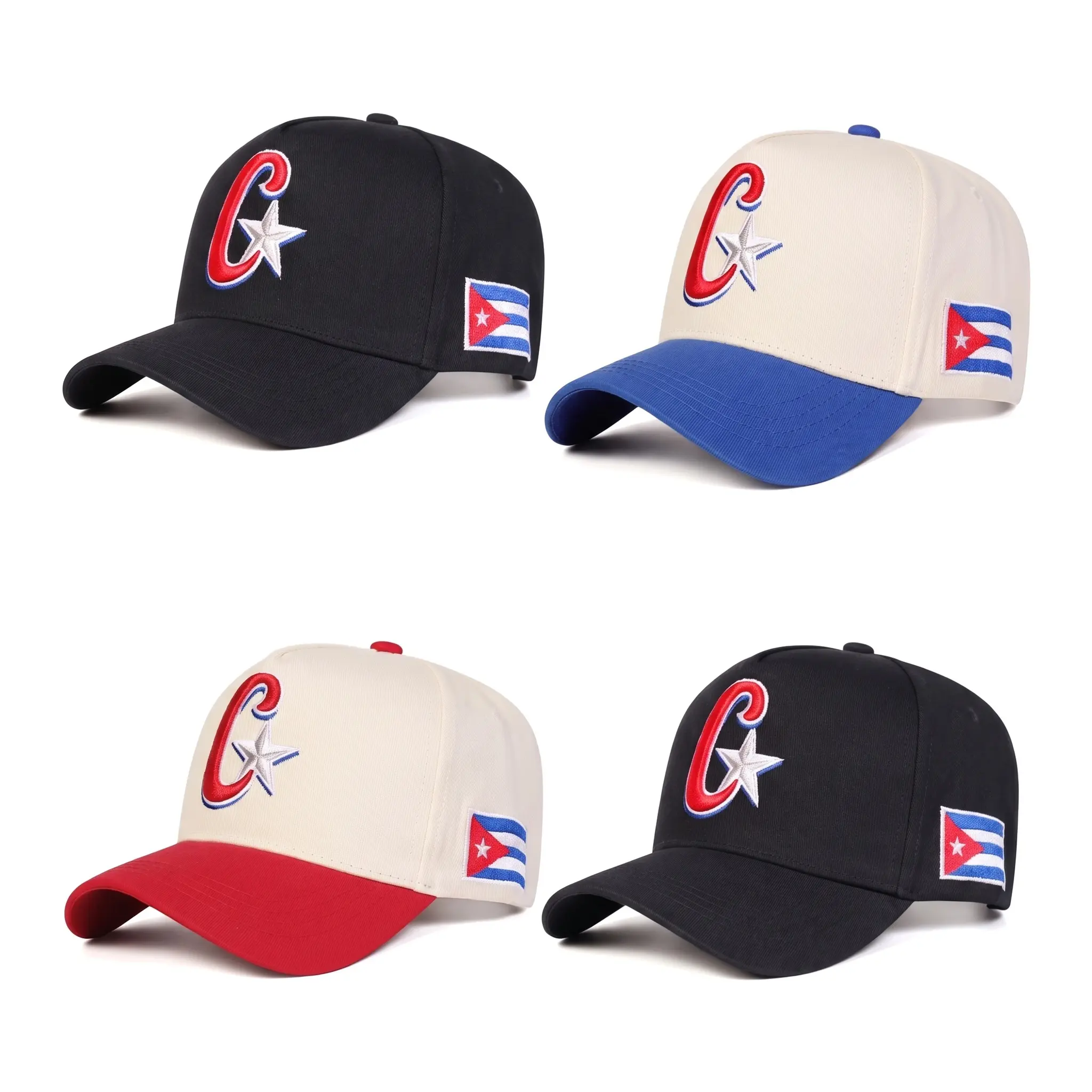Men's Big-Head Friendly High-Top Cotton Baseball Cap - Wide Brim, Adjustable Peaked Hat, XL (60cm+) - Black, Red, Blue