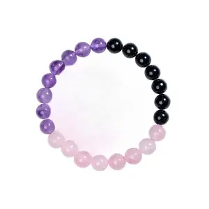 Lucky Energy Crystal Sports Wristband - Handmade Elastic Beaded Bracelet with Yellow Tiger Eye, Clear Quartz, and Magnetic Healing Stones