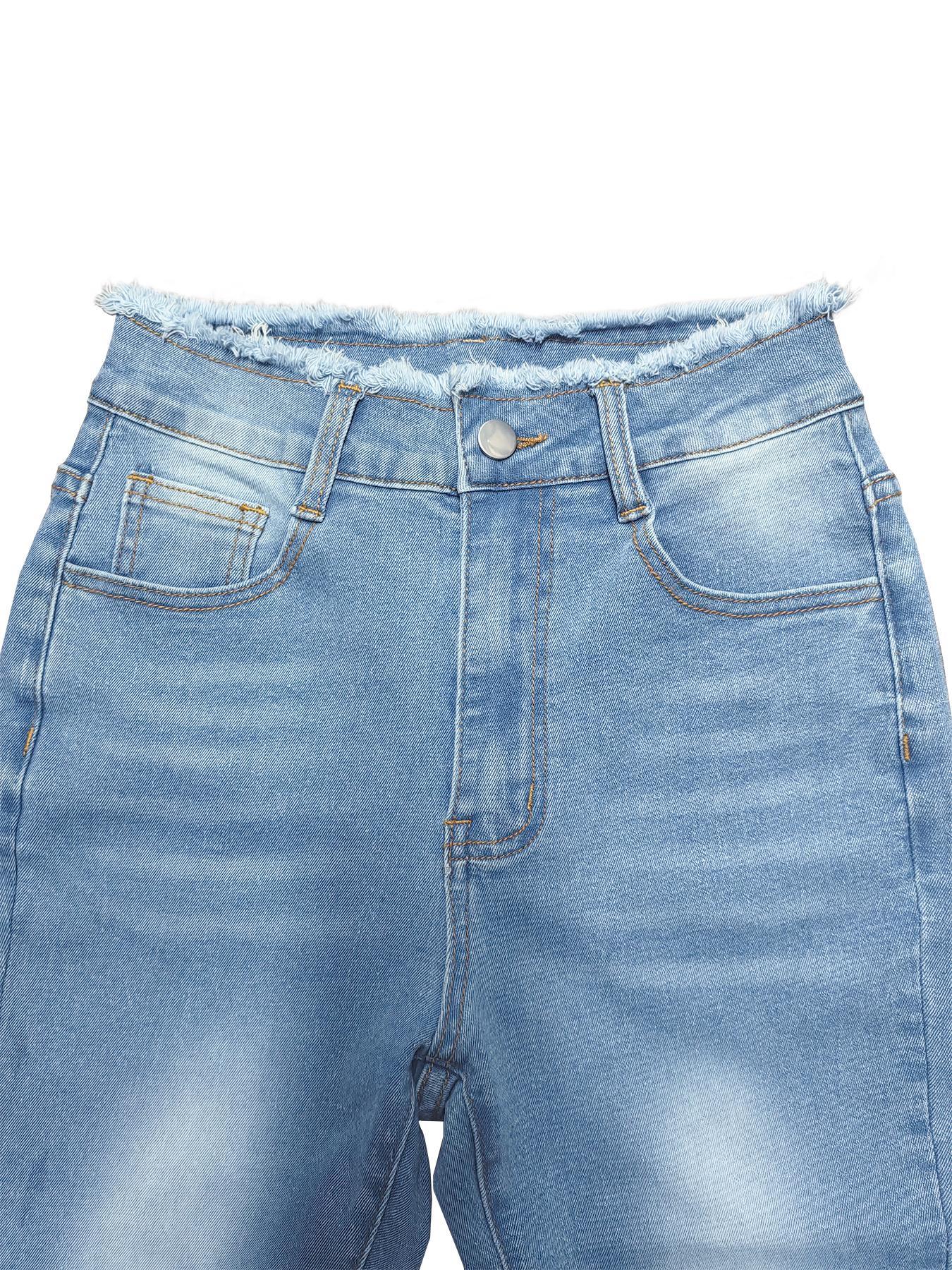 Women's Plain Ripped High Waist Skinny Stretchy Jeans, Fashion Casual Pocket Design High Waisted Design Denim Pants for Daily Outdoor Wear, Ladies Bottoms for Spring & Fall