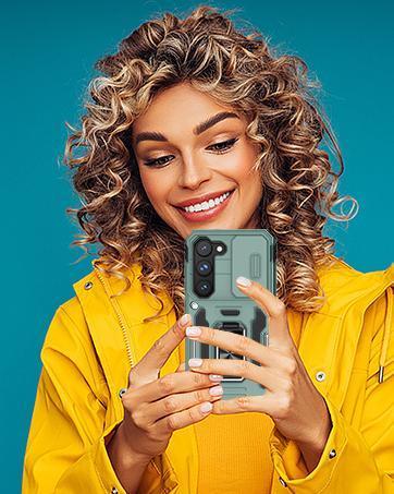 Case for Samsung Galaxy A16 5G with Slide Camera Cover+Screen Protector (1 Pack), Rotated Ring Kickstand Military Grade Shockproof Protective Cover-Black