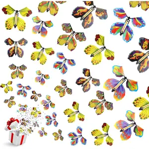 20 PCS Flying Butterfly Toy, Wind Up Flying Butterfly Surprise Box Wind Up Butterfly Surprise Toy for Wedding Birthday Party Book and Greeting Cards(5 Styles)