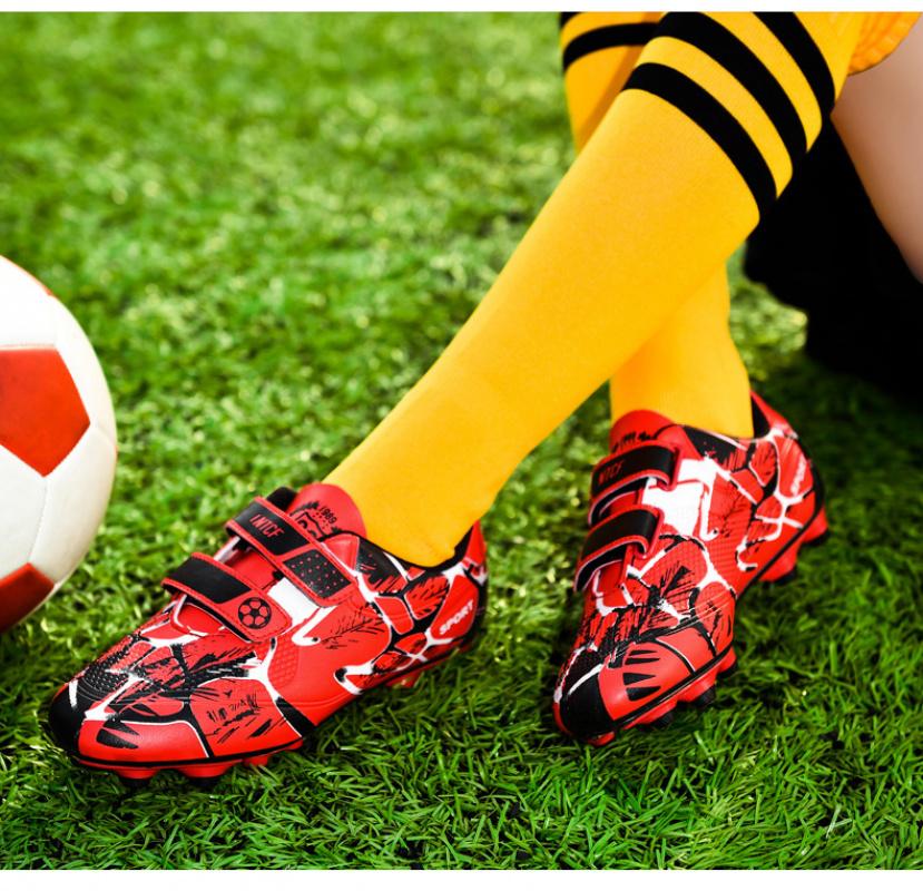 2026 football shoes with Velcro fasteners, large size, for children, boys and girls, with long and short spikes, suitable for primary and secondary school competitions and training, unisex