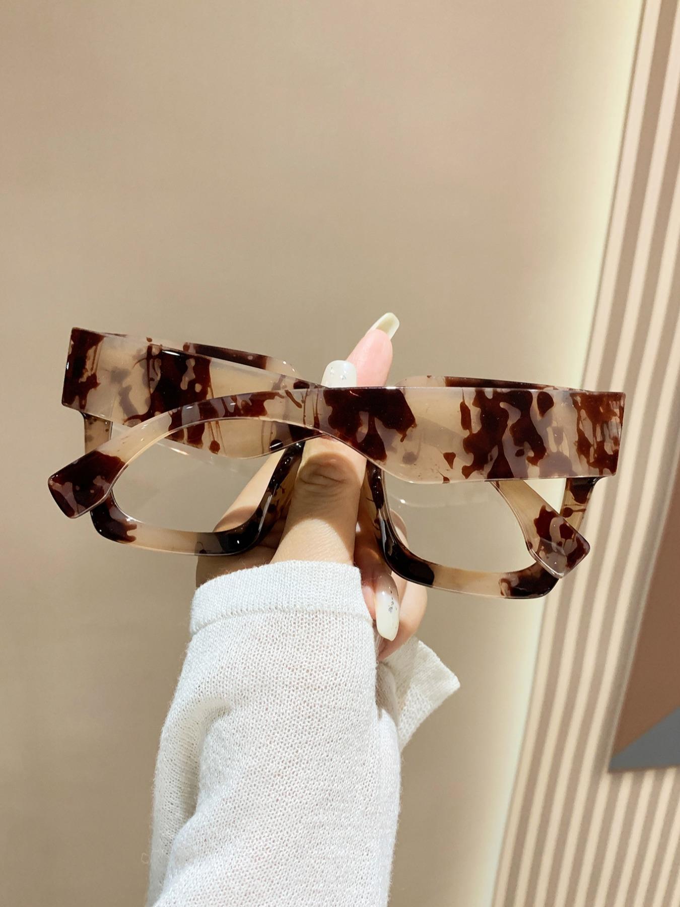 Simple Anti-blue Light Eyeglasses for Everyday Use, All Seasons Square Frame Fashion Eyeglasses, Casual Matching Travel Accessories, Stylish Square Frames, Leopard Pattern Eyeglasses