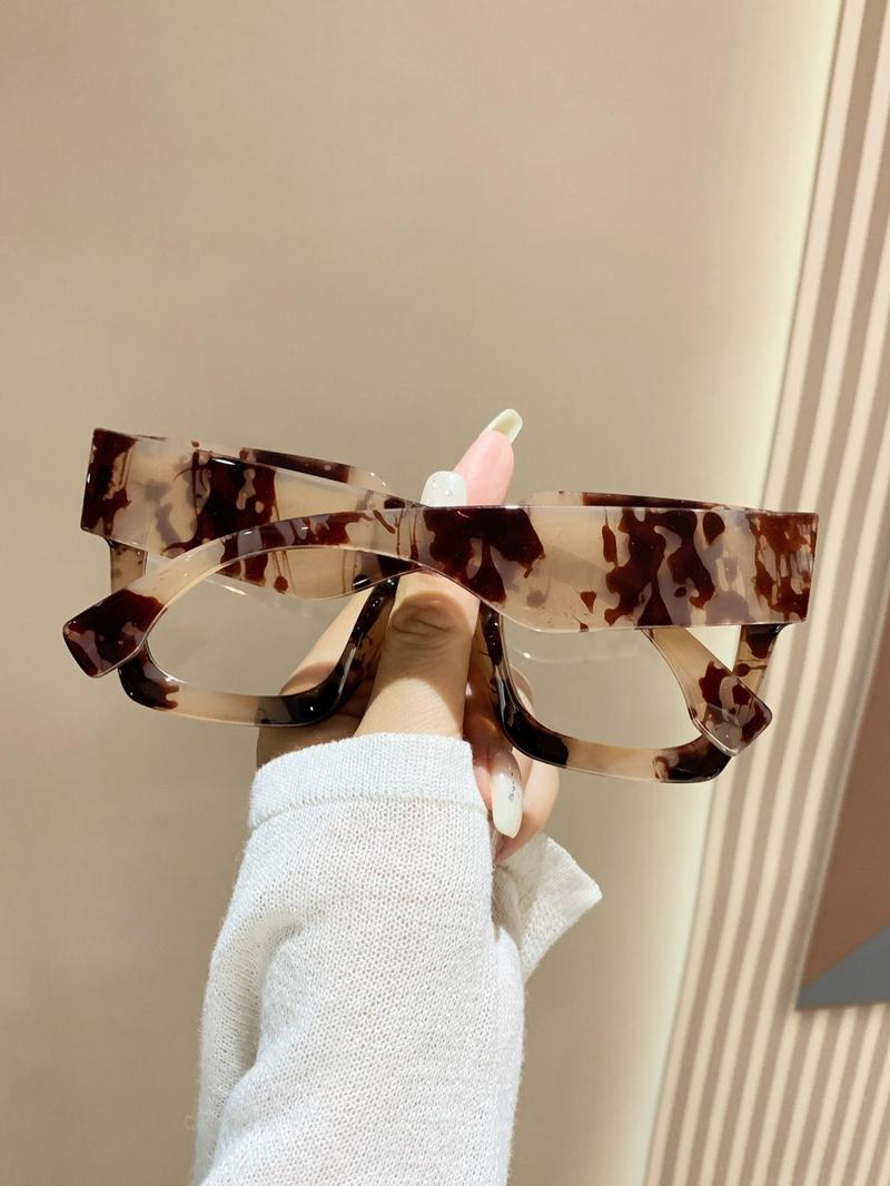 Simple Anti-blue Light Eyeglasses for Everyday Use, All Seasons Square Frame Fashion Eyeglasses, Casual Matching Travel Accessories, Stylish Square Frames, Leopard Pattern Eyeglasses