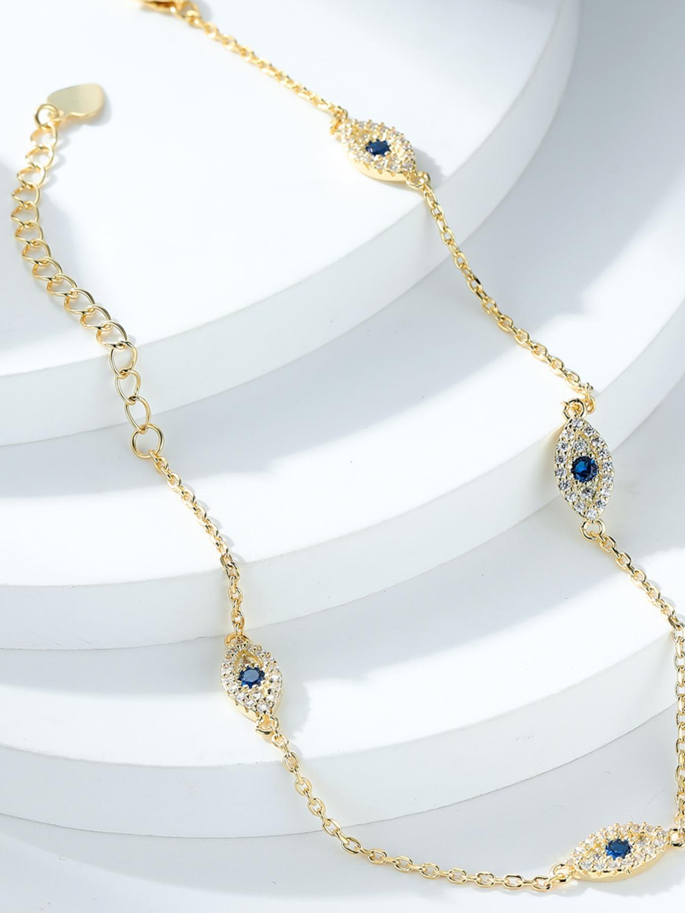 Luxury Exquisite Multi-color Synthetic Zirconia Devil's Eye Decorative Anklet, Fashionable Jewelry for Women, Birthday Gift for Girlfriend