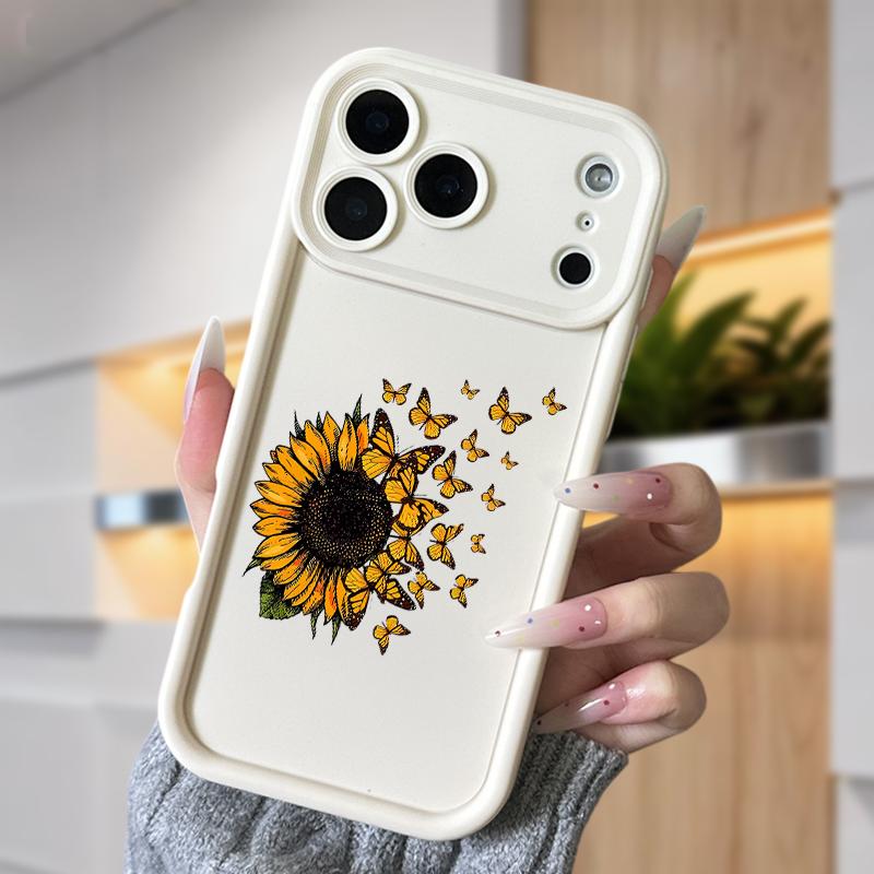 Blown Sunflower Case for iPhone 17 Air 16 16e 15 14 13 12 11 Pro Max Plus X XS Shockproof Non Slip Military-Grade Protection Silicone Cover
