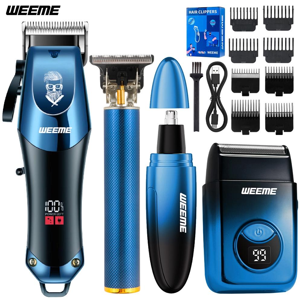 Weeme  1 pc/4 Pieces Men's Professional Electric Shaver Set, Multifunctional Hair Shaver, USB Rechargeable, T-Head Trimmer, Razor, Nose Hair Clipper, Holiday Gift.