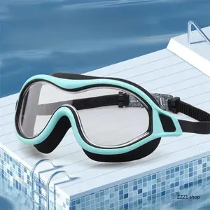 Professional Wide View Swim Goggles Fashion Anti Fog Swimming Glasses No Leaking Soft Silicone Diving Mask Adjustable Head Strap Indoor Outdoor Pool Water Sports Wear