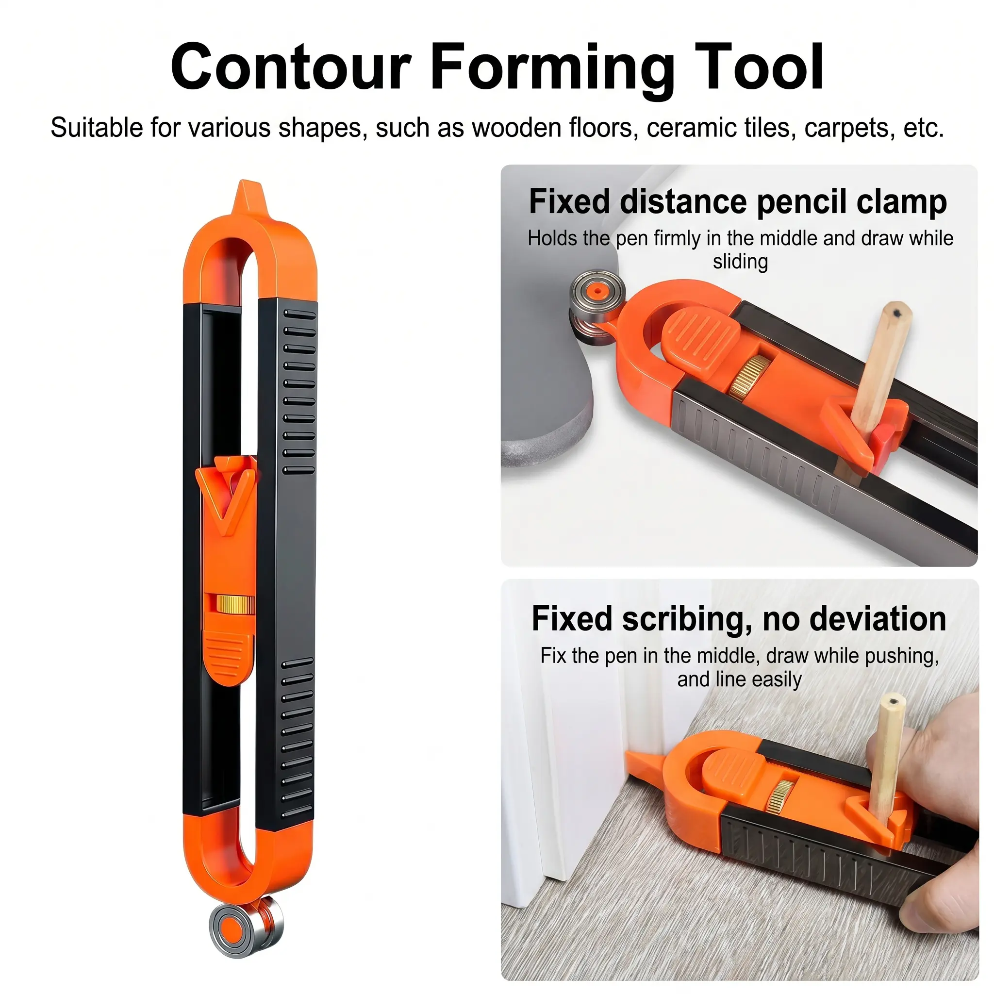 Precision Contour Gauge with Lock Feature - Professional Wood Scribing Work Tool for Flooring, Cabinetry, Tile & Pipe, Portable Adjustable Profile Gauge for Woodworking, Tools and Gadgets -YY1