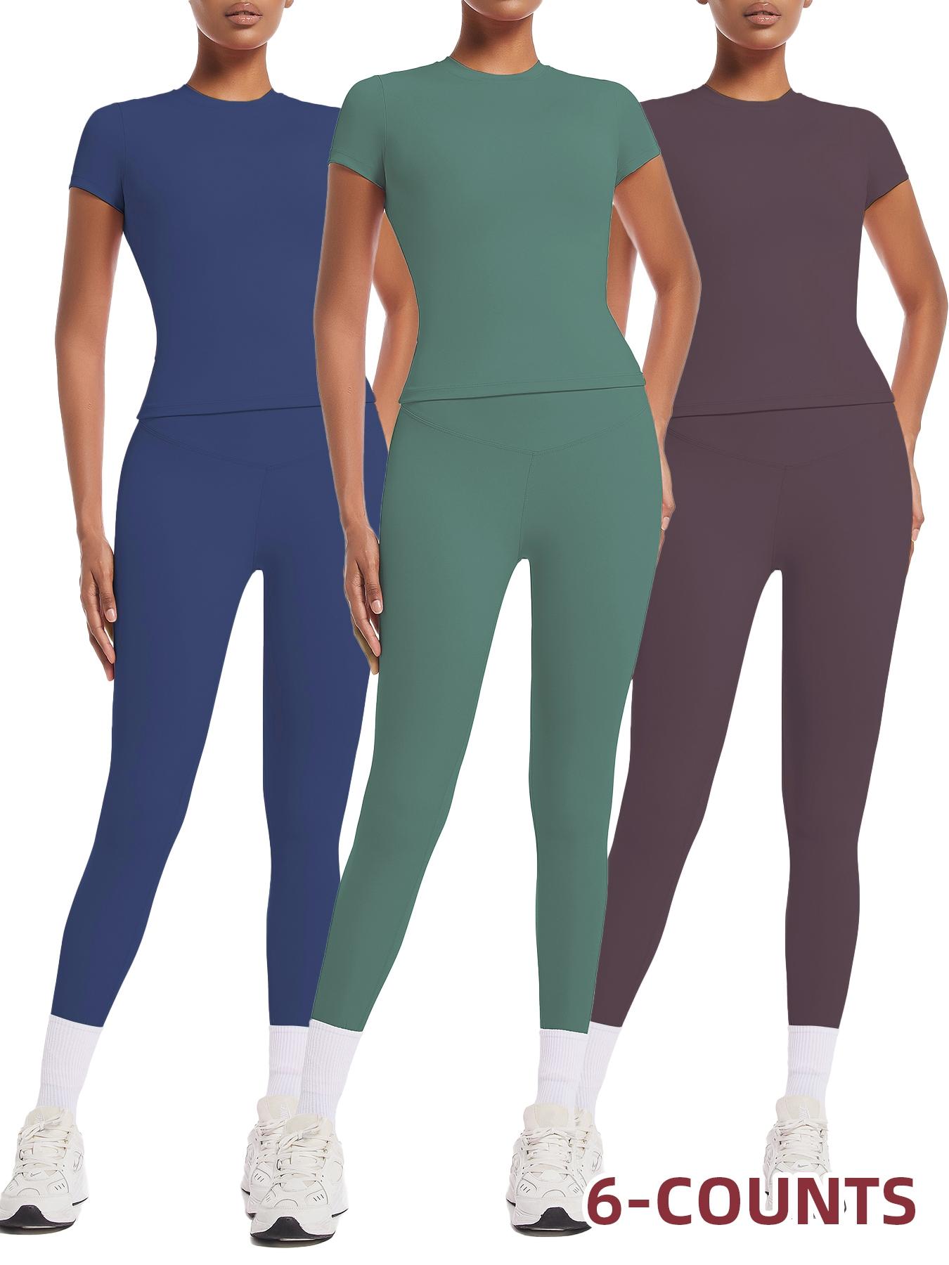 Sporty Two-Piece Set Women's Tee & High Waist Leggings Sportswear Set, Tracksuit Set for Yoga Gym Workout Running, Ladies Sportswear for All Seasons, Athletic Activewear Tracksuits