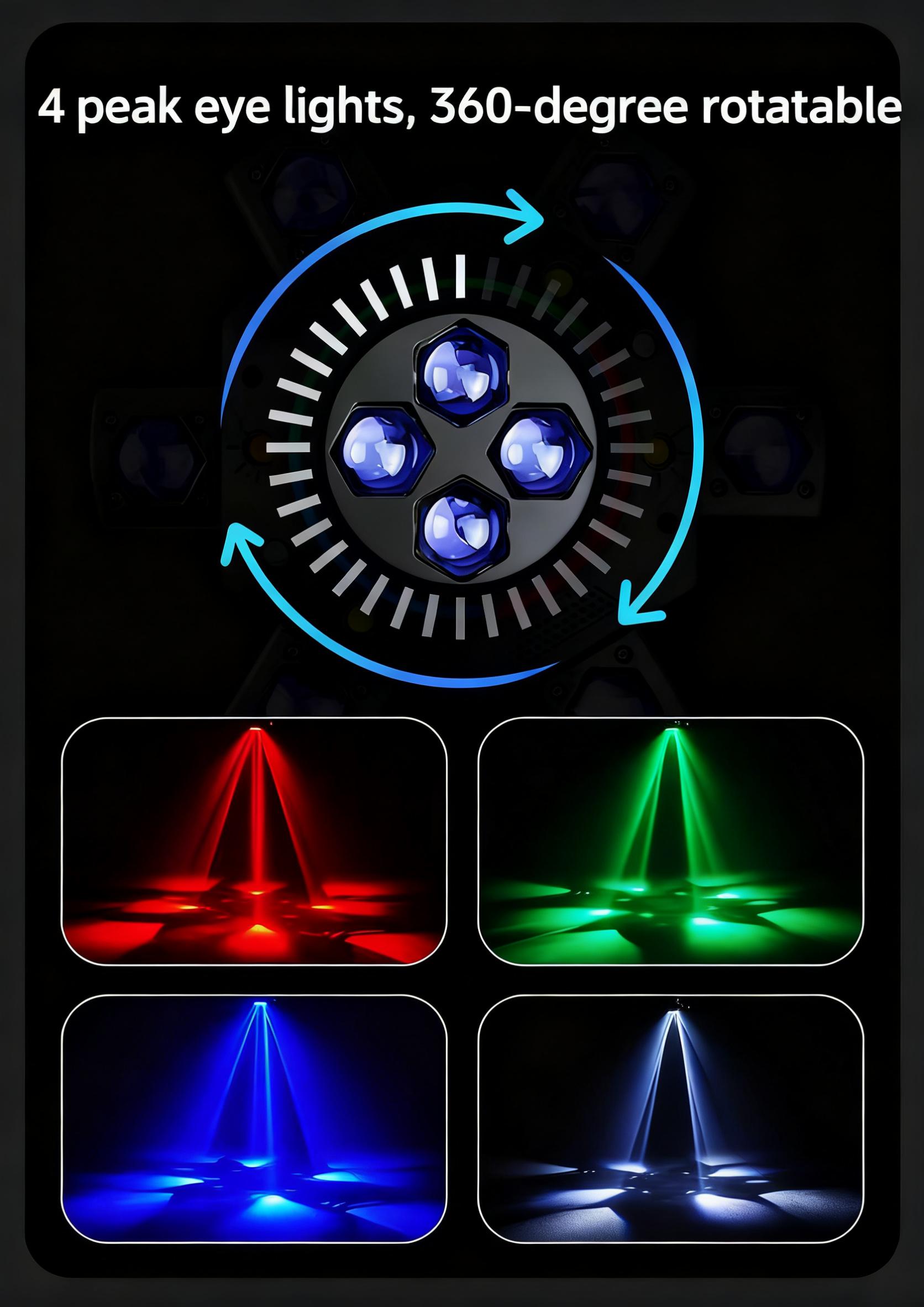 150W Moving Head DJ Lights 6 Arms Party Lights RGBW 6-IN-1 LED Stage Lights with Strobe Beam & Remote Control DMX512 for Wedding Party Disco KTV Event