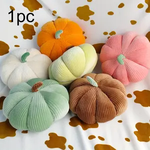 Halloween Pumpkin 3D Throw Pillow - Plush Stuffed Animal with Green Stem, Soft & Cozy Home Decor, Perfect for Halloween, Christmas, Thanksgiving Party Favors, Festive Gift I