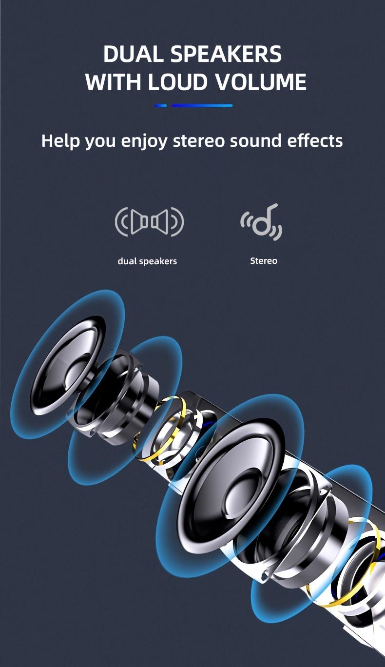 Computer Speakers, Soundbar, Desktop Computer Speakers, Laptop Speakers, Desktop Speakers, Wired Connection, with LED Ambient Light, USB Interface Power Supply, Suitable for Devices with 3.5Mm Audio Interface Connection, Such As: Computers, Tablets