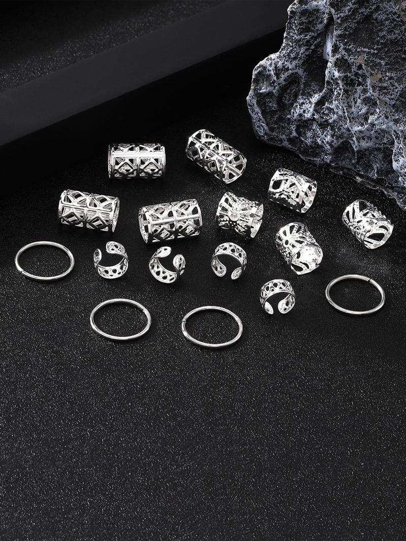 Hair Jewelry for Braids Accessories,Pirate Costume Women Accessories, Hair Beads for Braids, Gold Silver Hair Accessories, Braids Rings Cuffs Clips for Dreadlock Accessories Dreadlock Beads Metal Hair Clips Decoration