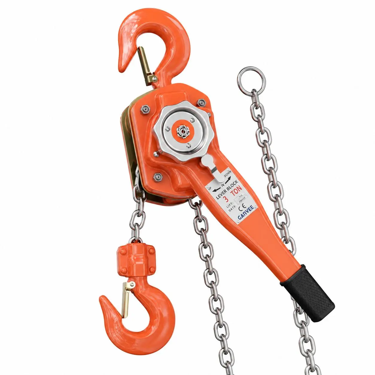 Heavy Duty Manual Lever Chain Hoist, 3/4 Ton (1650 Lbs) Capacity, 10FT Compact Low-Profile Design, G80 Grade Load Chain, Double Weston-Style Brake for Industrial Garage Workshop Construction